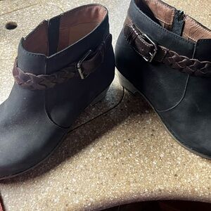 Dansko Black Ankle Boots with Braided Strap